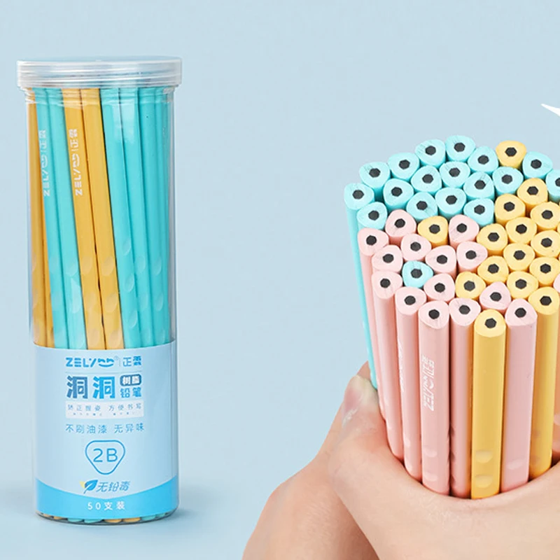 

50Pcs/Box Cute Macaron penholder HB/2B Eco-friendly Resin Pencil Student Stationery Writing Drawing Pencils School Office Supply