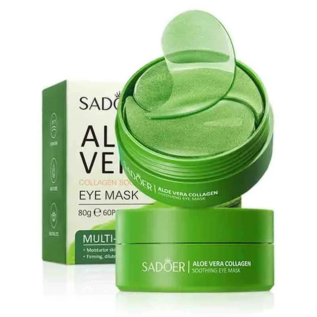 60pcs Aloe Vera Collagen Eye Mask Anti Dark Circles Removal Eyes Bags Moisturizing Firming Eye Patches Eyes Skin Care Products 1