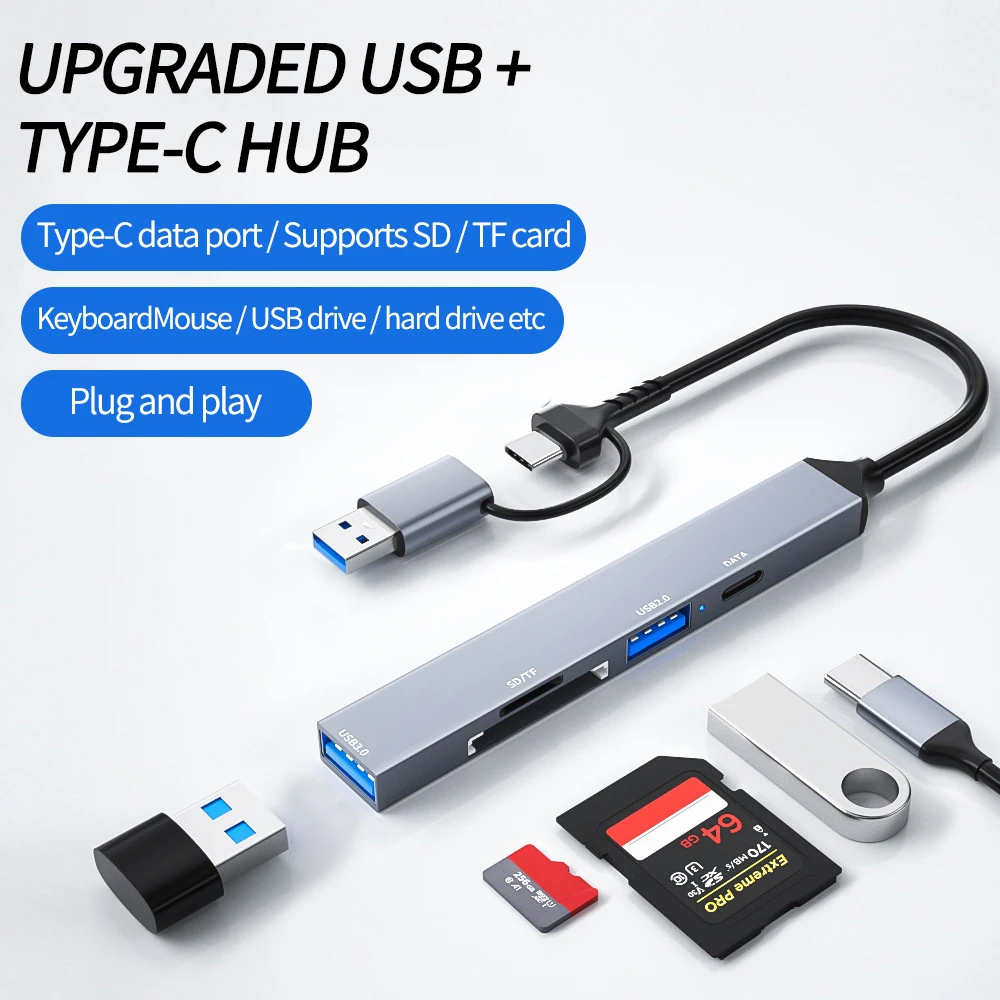 Hub Usb 5-In-2 3.0 Dock Station Hub Usb C Adattatore Splitter Usb Per Trasmissione Ad Alta Velocità Da 5Gbps Per Hub Multi Porte Usb Macbook