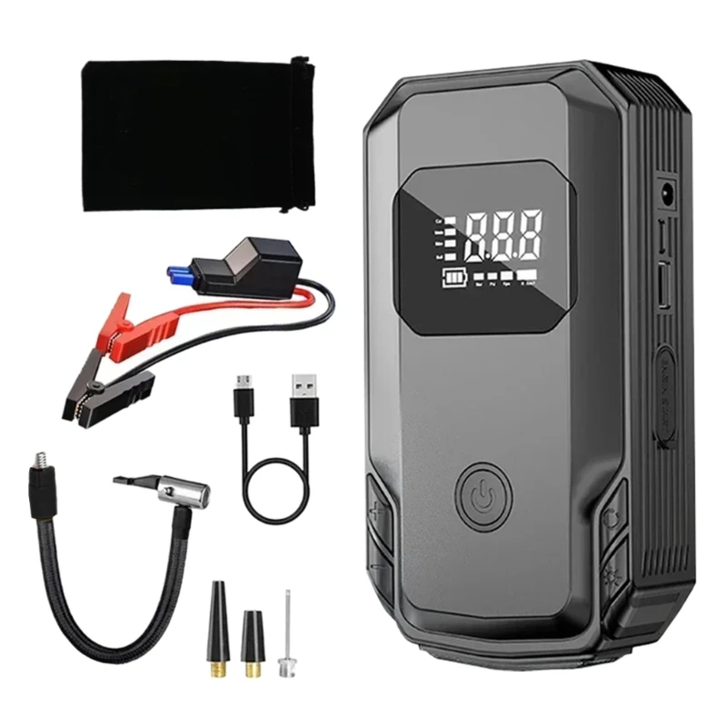 Car Emergency with Tire Inflator Tool Car Tire & Jump Starter