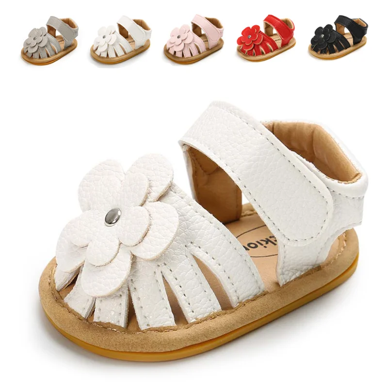 New Infant Baby Shoes Baby Boy Girl Shoes Toddler Flats Summer Sandal Flower Soft Rubber Sole Anti-Slip Crib First Walker