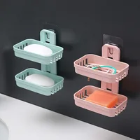 Wall Hanging Soap Box Drain Soap Holder Bathroom Accessories Suction Cup Soap Dish Tray Soap Dish for Bathroom Soap Container 3
