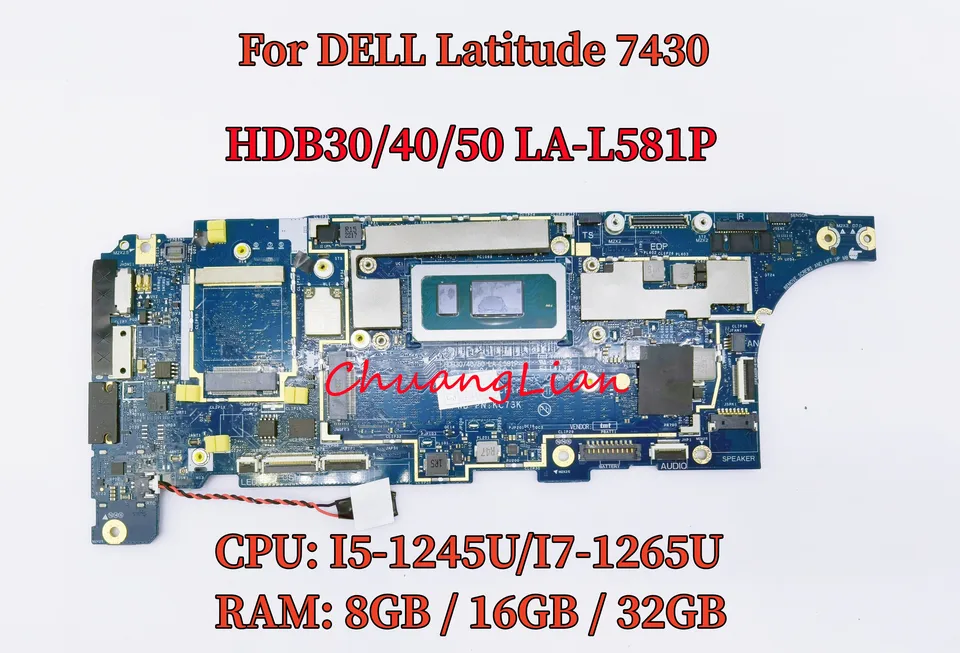 LA-L581P Mainboard For DELL Latitude 7430 Laptop Motherboard CPU: I5-1245U  I7-1265U RAM: 8GB / 16GB / 32GB UMA DDR4 100% OK. - AliExpress
