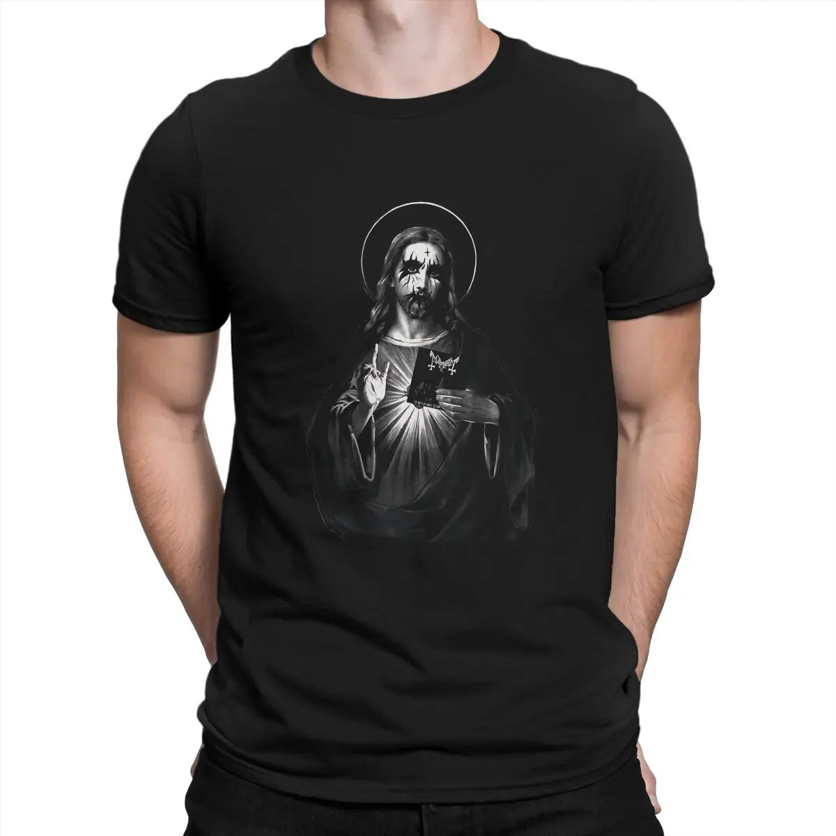 Фото Мужская футболка Kvlt с изображением Иисуса Христа, Классическая модная футболка из полиэстера, оригинальные свитшоты, новый тренд №1