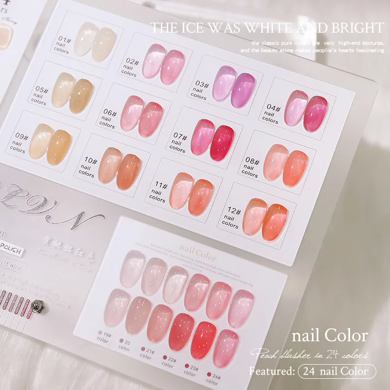 

24ColorsJelly Gel Crystal Gel Soak Off UV/LED 15ML Professional Salon Nail Paint Semi Permanent Manicure DIY