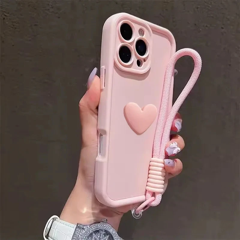 Love Heart Hand Strap Full Package Phone Case Cover