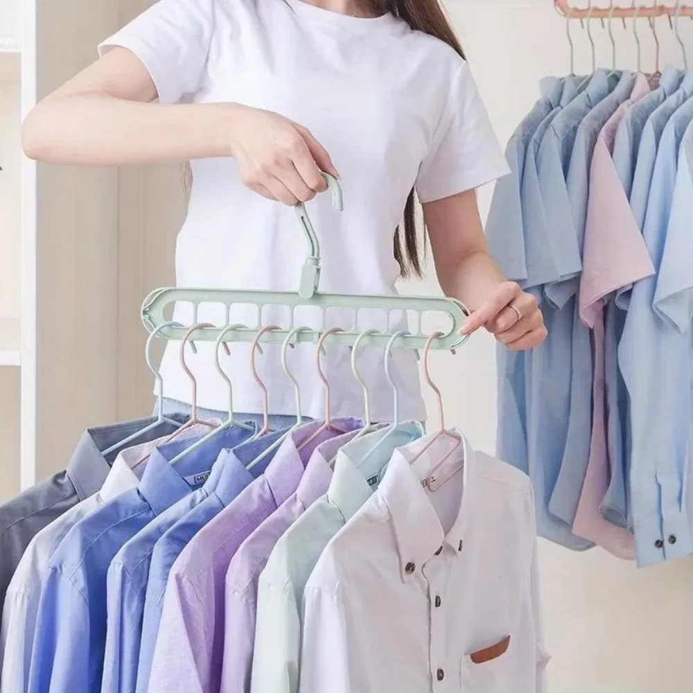 Description Picture 4 of item5pcs 9-hole wardrobe storage rack multifunctional foldable clothes drying rack storage clothes rack space-saving clothes hanger