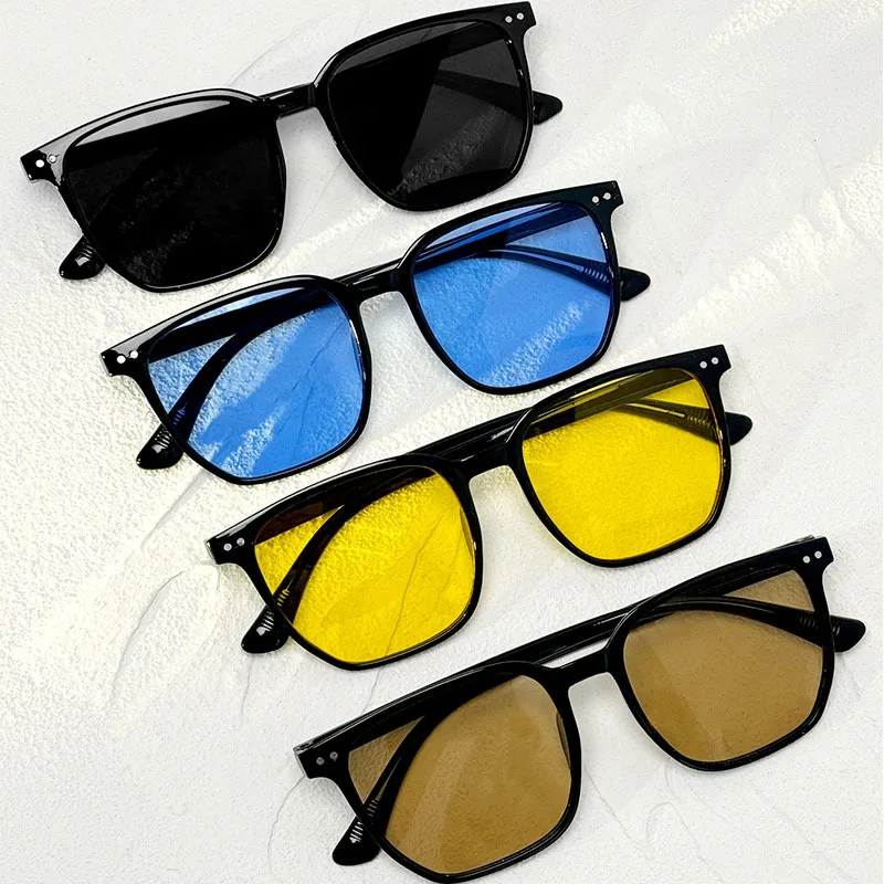 KLASSNUM Trend Farbe Objektiv Sonnenbrille Mann Schlank Quadrat Sonnenbrille Männer Anti Uv400 Gelb Blau Braun Okular Marke Designer Shades – Detail 2