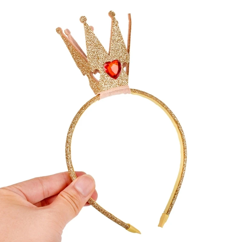 Elegantes goldenes Haarband mit Pailletten, Krone, Herz, Kronen, Haarreif für Partys, Geburtstage, Feiern, alle – Detail 9
