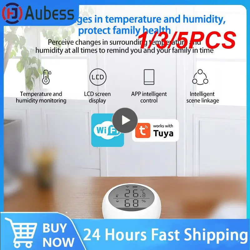 

1/3/5PCS Tuya Smart Thermometer Home Indoor Temperature And Humidity Sensor With LCD Display APP Voice Control Alexa
