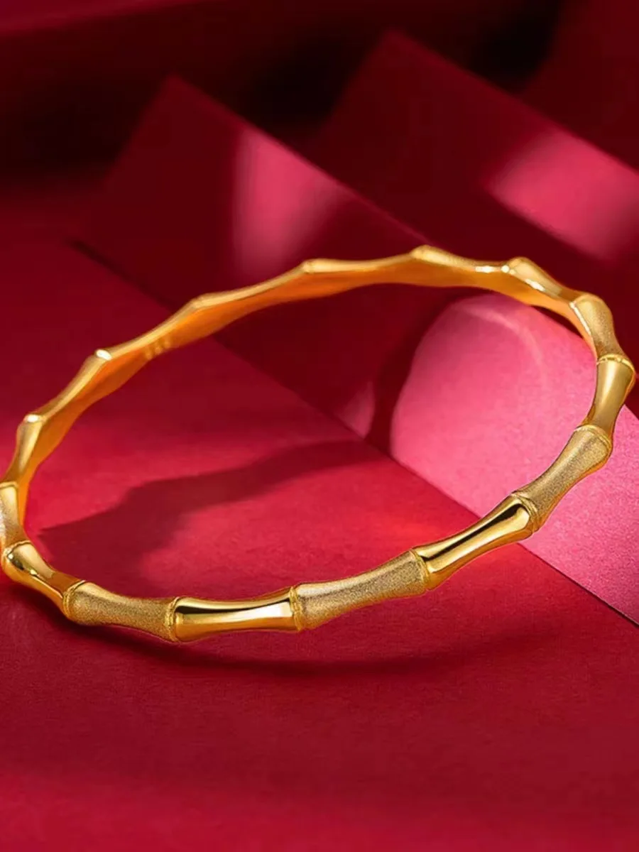 9999 real gold 24K yellow gold High-rise Bracelet Classic Bamboo for Peace Bamboo Bracelet 6
