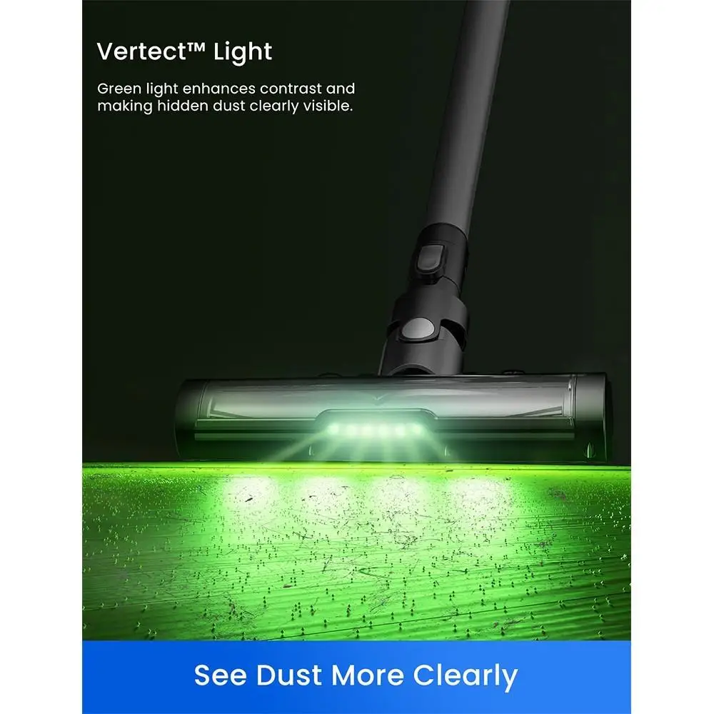 Proscenic P12 Cordless Vacuum Cleaner, Vertect Light, Anti-Tangle Brush,  Stick Vacuum with Touch Display, 33Kpa/120AW Cordless Vacuum, Max 60mins