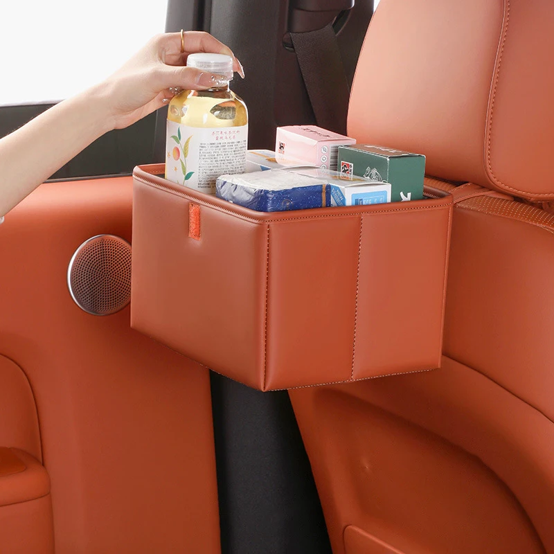 Trash can for car; multi-functional storage box for car interior; foldable storage box rear seat of car supplies