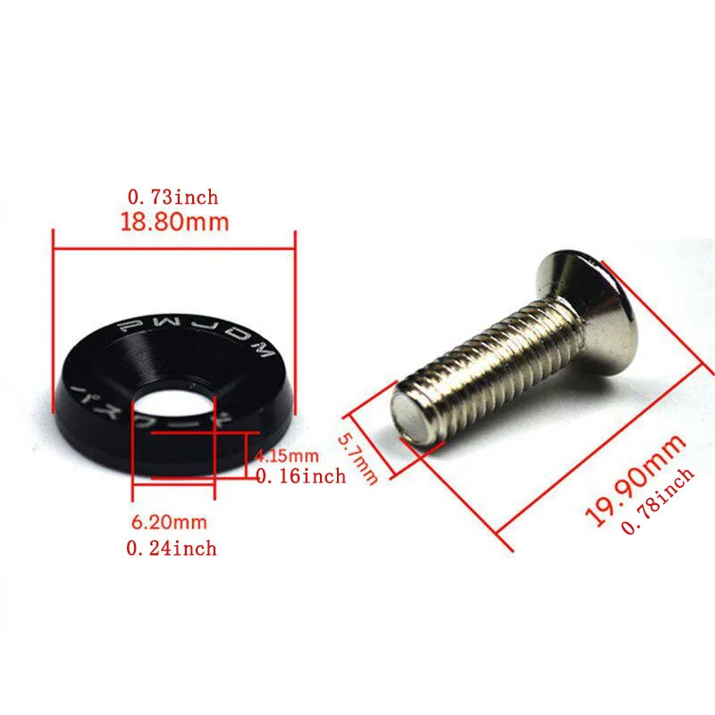 Auto fasteners 10pcs/set Car Modified Hex Fasteners Fender Washer Bumper Engine Concave Screws Aluminum Fender Washers and M6 Bolt