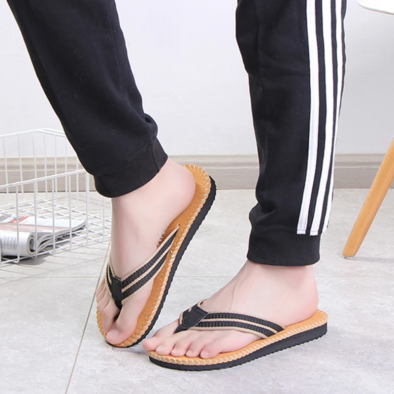 Men Flip Flops Outside Beach Flat Summer Casual Indoor Home Anti-slip Thong Sandals