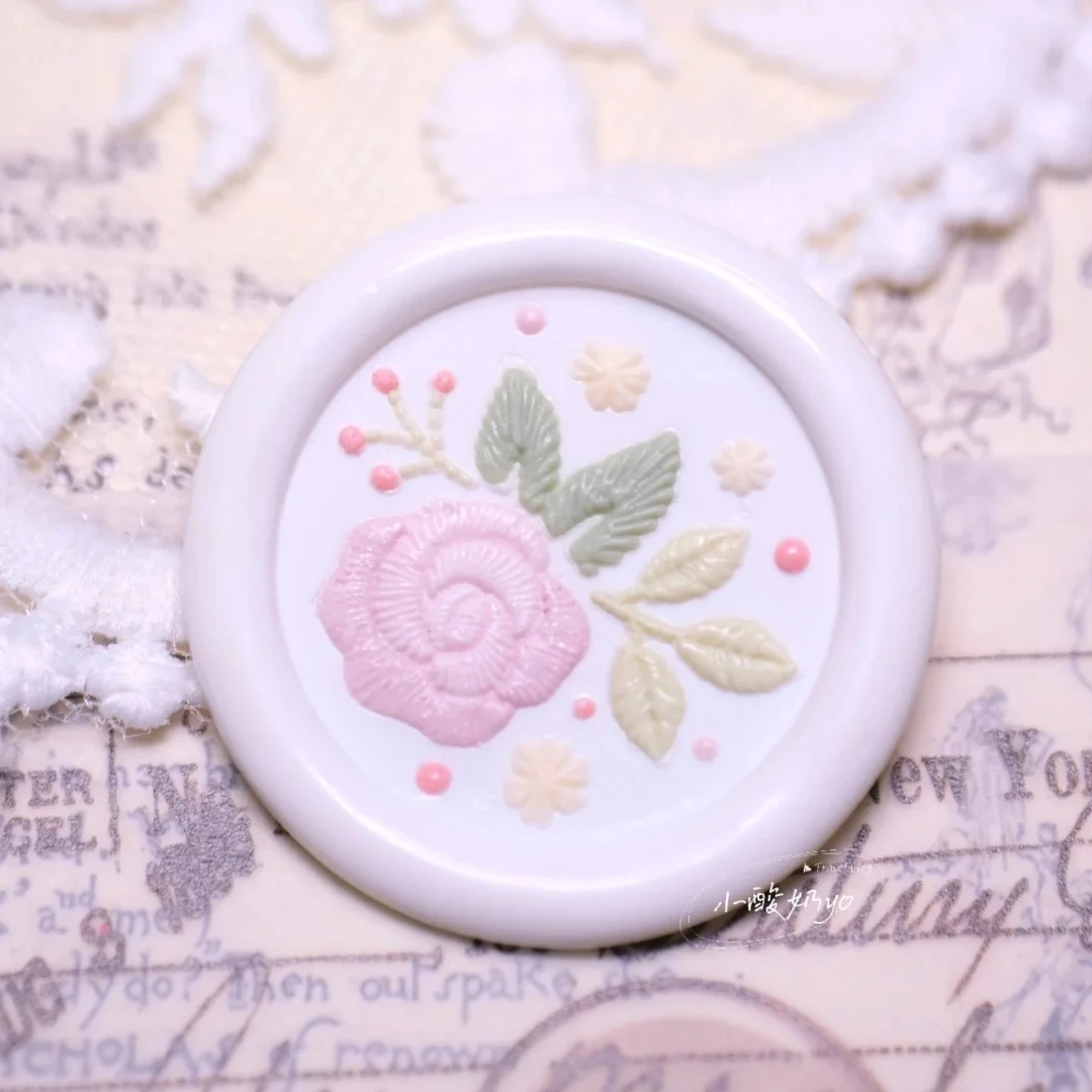 Wax seal series roses bouquet chapter first multilayer carved Chinese tulip anaglyph lovely copper head envelope seal stamp toys