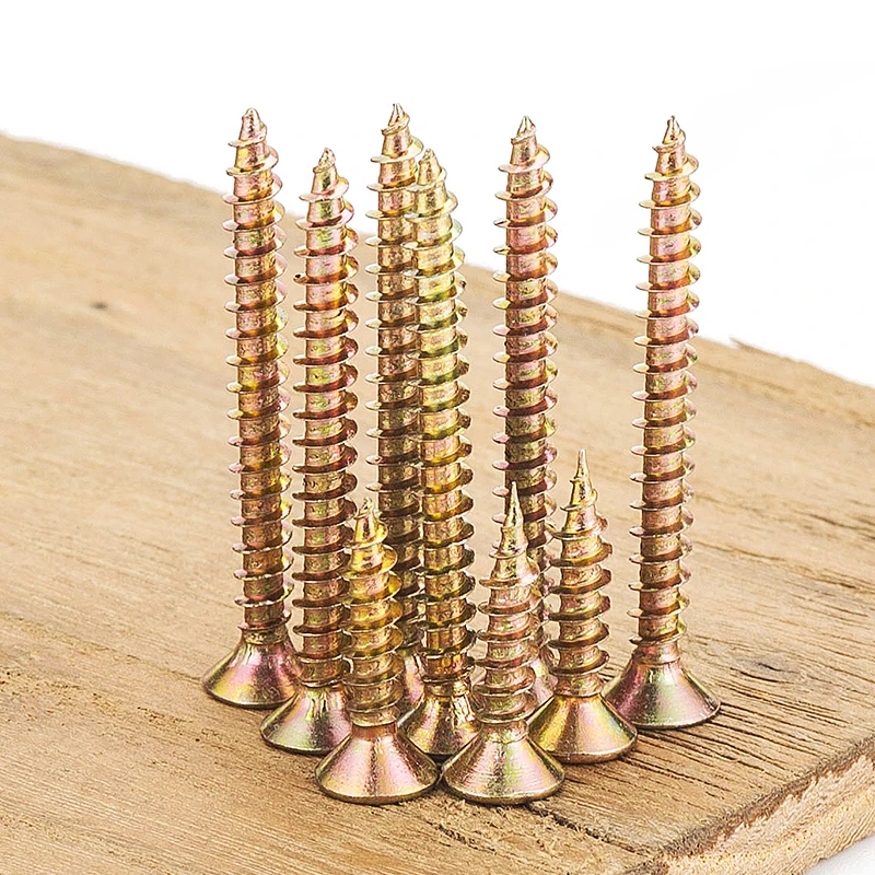 NINDEJIN DC-XWBD Cross Flat Head Wood Screws M3.5-M5 Yellow Zinc Plated - Image 4