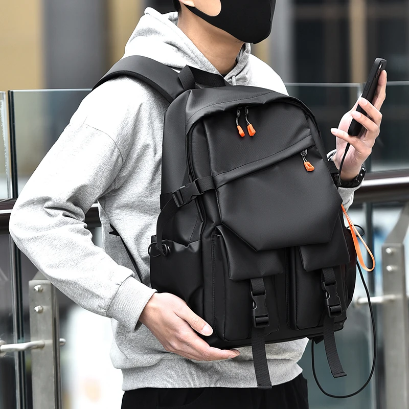 Toposhine Solid Color Light Business Travel Backpack Man Nylon Lightweight Waterproof 15.6 Inch Laptop Bag USB Teens School Bags