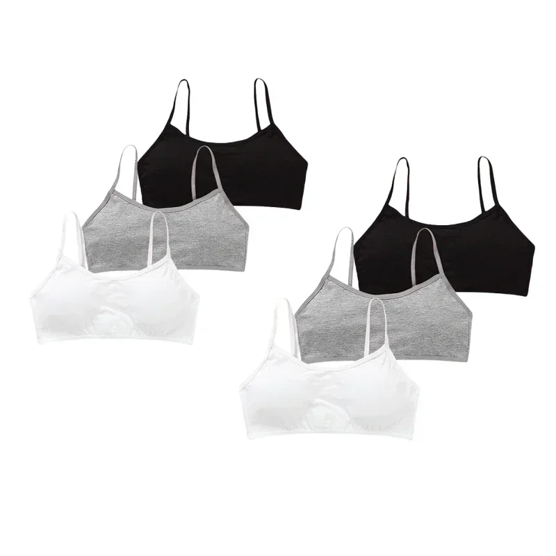 6pc/Lot Young Girls Soft Cotton Bra Tube Top Puberty Breathable Underwear 8-14Years