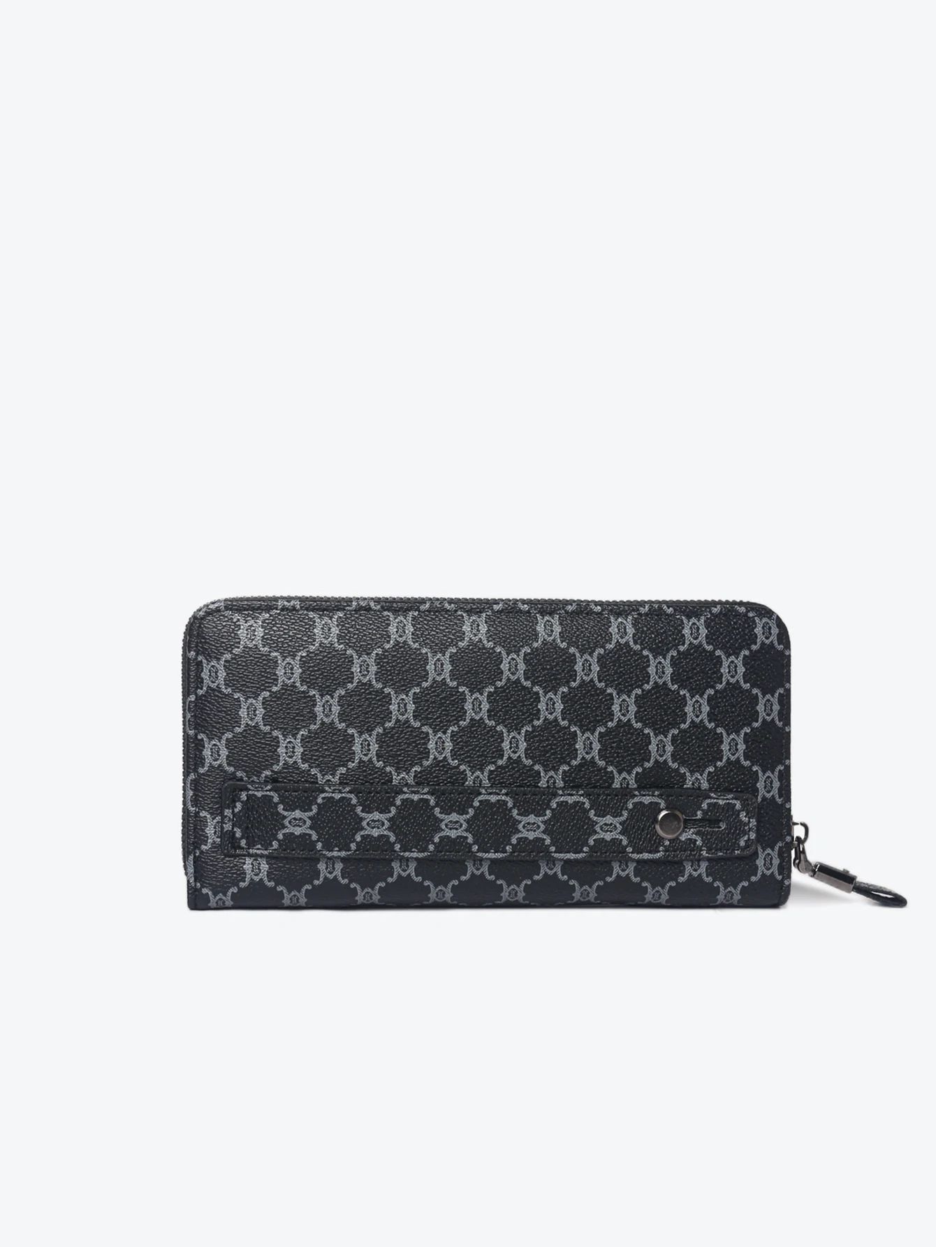 Men's Large Capacity Geometric Zipper Wallet with Multiple Compartments