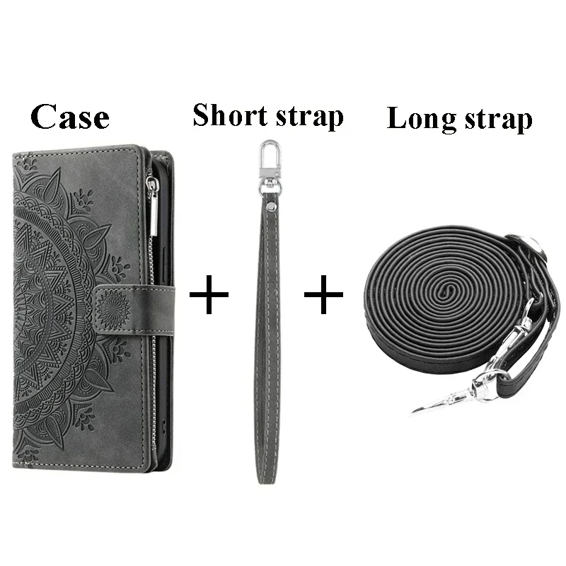 Luxury Leather Zipper Wallet Crossbody Phone Case