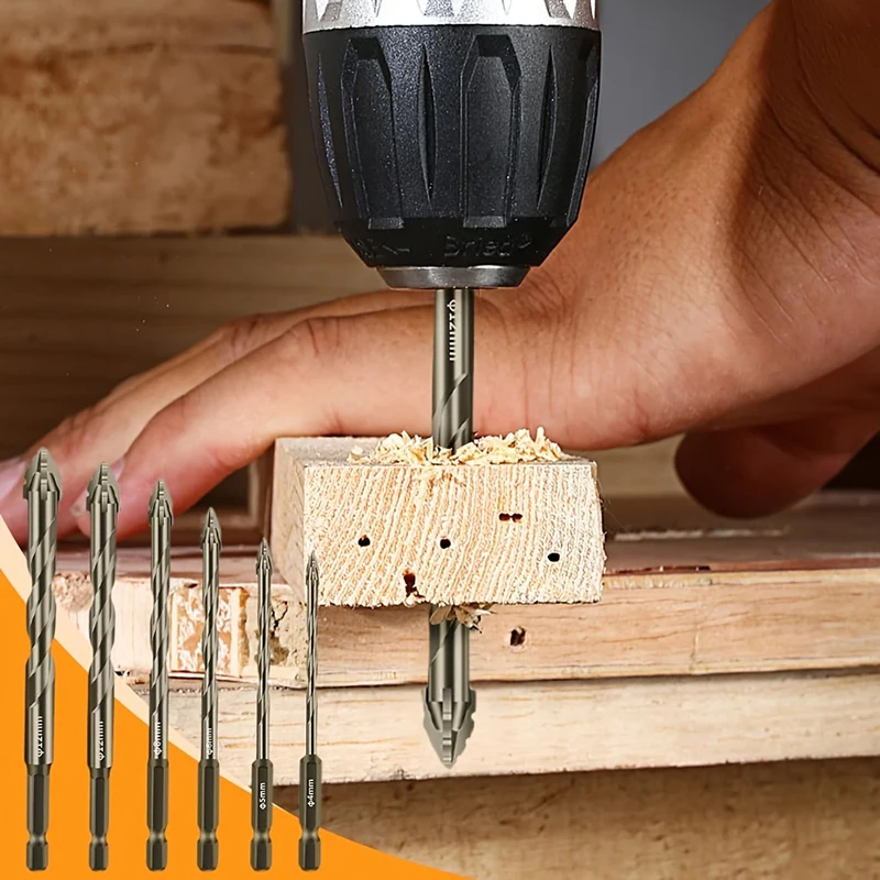 Drill bit set 7PCS/SET 3-12mm Four-Flute Sawtooth for Glass/Tile/Concrete/Metal