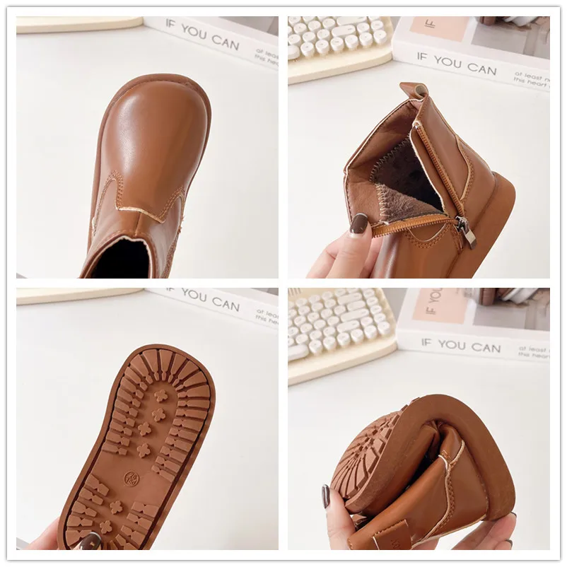 Leather Ankle Boots for Girls Winter School Shoes