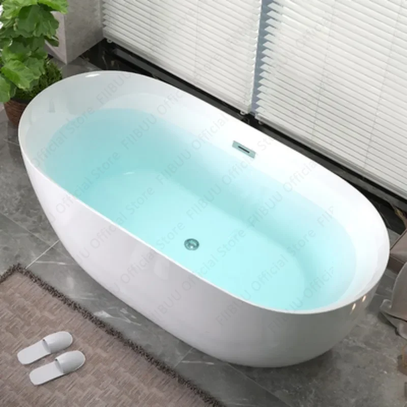 Acrylic Household Bathtub For Hotel And Guesthouse,Freestanding And Movable Tub,Seamless Small-sized Arc-shaped Bathroom Fixture
