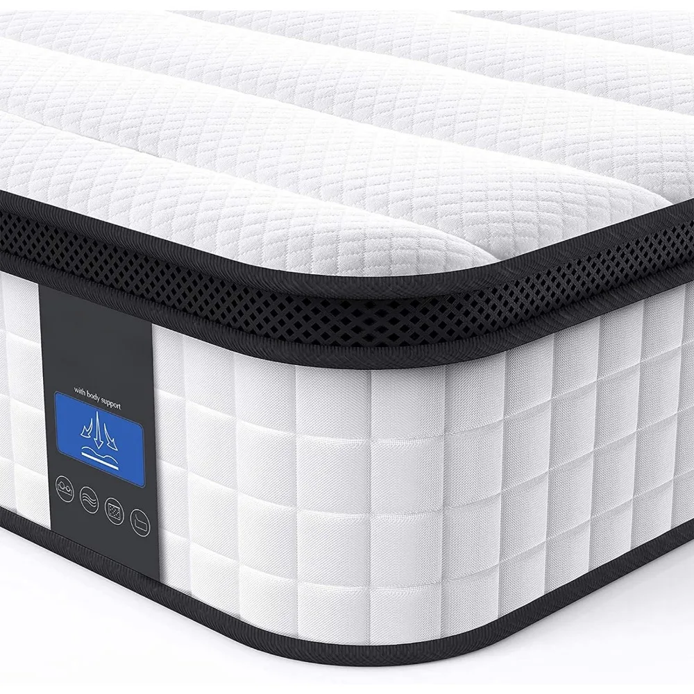 10 Inch Twin XL Mattress, Hybrid Innerspring Single Mattress Cool Bed with Breathable Soft Knitted Fabric Cover, Mattresses