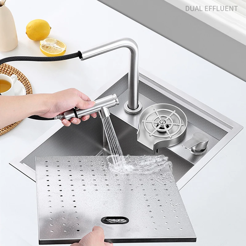SUS 304 Stainless Steel Hidden Island Sink Rice Grain Embossing Prevent Scratches Handmade Single Cup Rinser kitchen Sinks 2