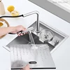 SUS 304 Stainless Steel Hidden Island Sink Rice Grain Embossing Prevent Scratches Handmade Single Cup Rinser kitchen Sinks 2