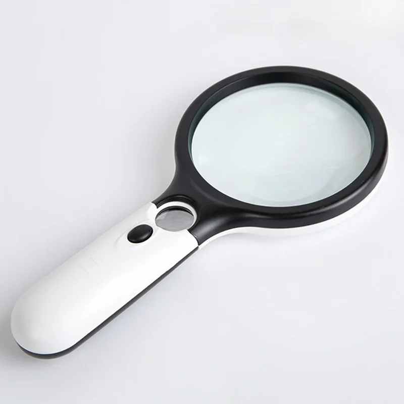 

3X-45X High-definition Glass Lens Magnifying Glass Handheld Magnifier with 3 LED Lights for Elderly Reading Detection Inspection