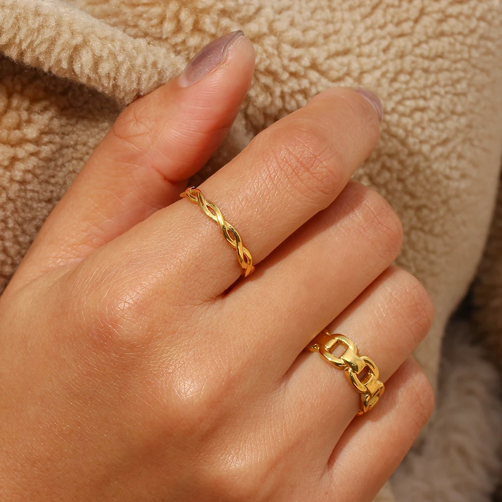 2022 New Super Minimalist Braided Twisted Thin Gold Rings