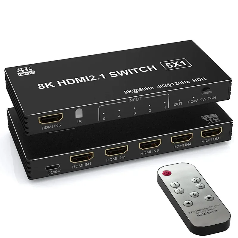 8K 60Hz HDMI 2.1 Switch 4x1 3x1 5x1 HDMI Switcher Video Converter 4K 120Hz 3 4 5