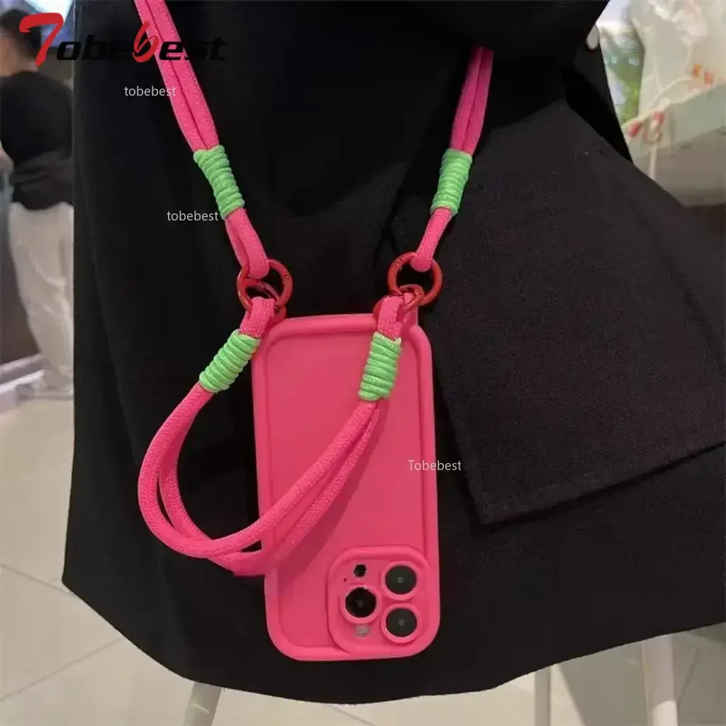 Crossbody Lanyard Silicone Phone Case with Wrist Strap
