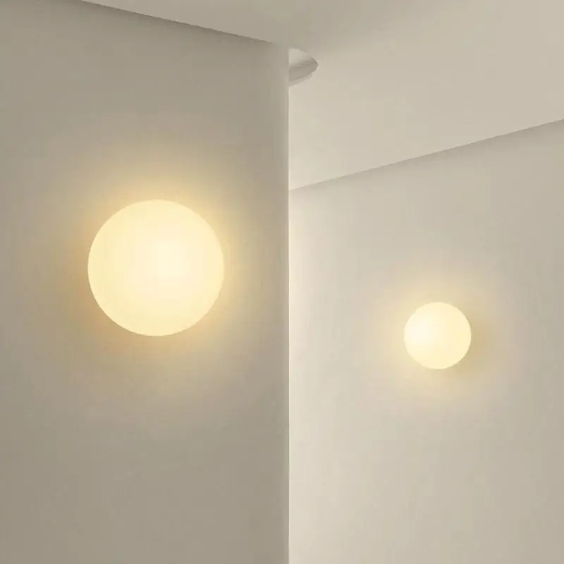 Milky White Glass Ball Wall Lamp image 3
