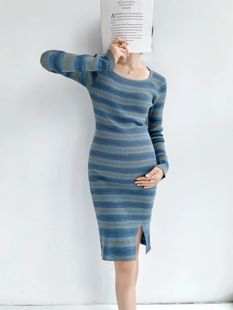 Tanie Moda europejska sweter sukienka moda ciążowa zimowa, jesienna konstrukcja na