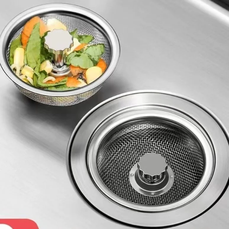 Stainless Steel Sink Strainer With Handle & Stopper Mesh Sink Filter Screen Anti-clogging Filters Floor Drains Waste Hole Trap,sink filter,sink strainer,floor drain filter,kitchen sink strainer