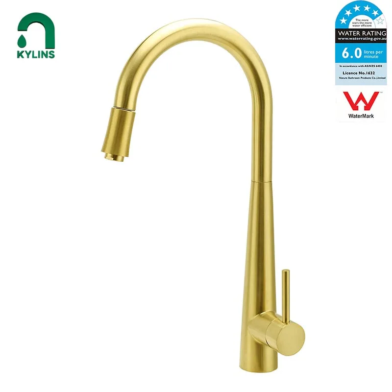 

KYLINS Pull Out Kitchen Faucet Metal Faucets Brushed Gold Gourmet Kitchen Tub Water Mixer Tap Tapware Kitchens Accessorie