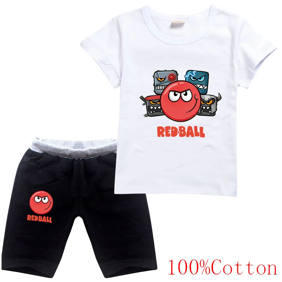 

Детский хлопковый комплект из футболки и шортов, с круглым вырезом