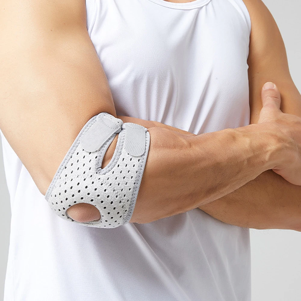 1/2 Stück verstellbare Ellenbogenstütze mit Gelpolster, Sehnenentzündungs-Ellenbogenbandage für Zerrungen, Genesung von Sportverletzungen, Schmerzlinderung bei Arthritis – Detail 7