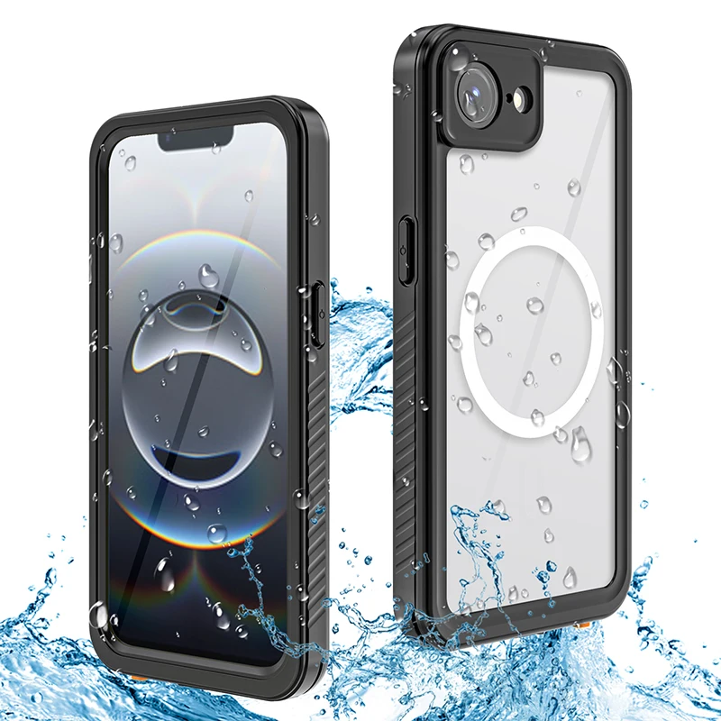 Transparent Full Coverage Waterproof Phone Case with 360-Degree Drop Protection and Magnetic Feature