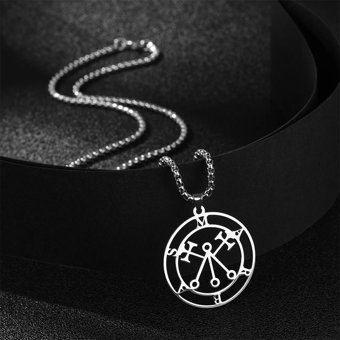 Mythical Goddess Sigil Stainless Steel Necklace - Lilith and Marbas Pendant Amulet Jewelry
