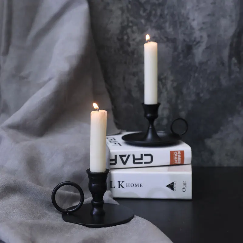 Retro Iron Simple Black Candlestick Holders Taper Candle Stick Holder