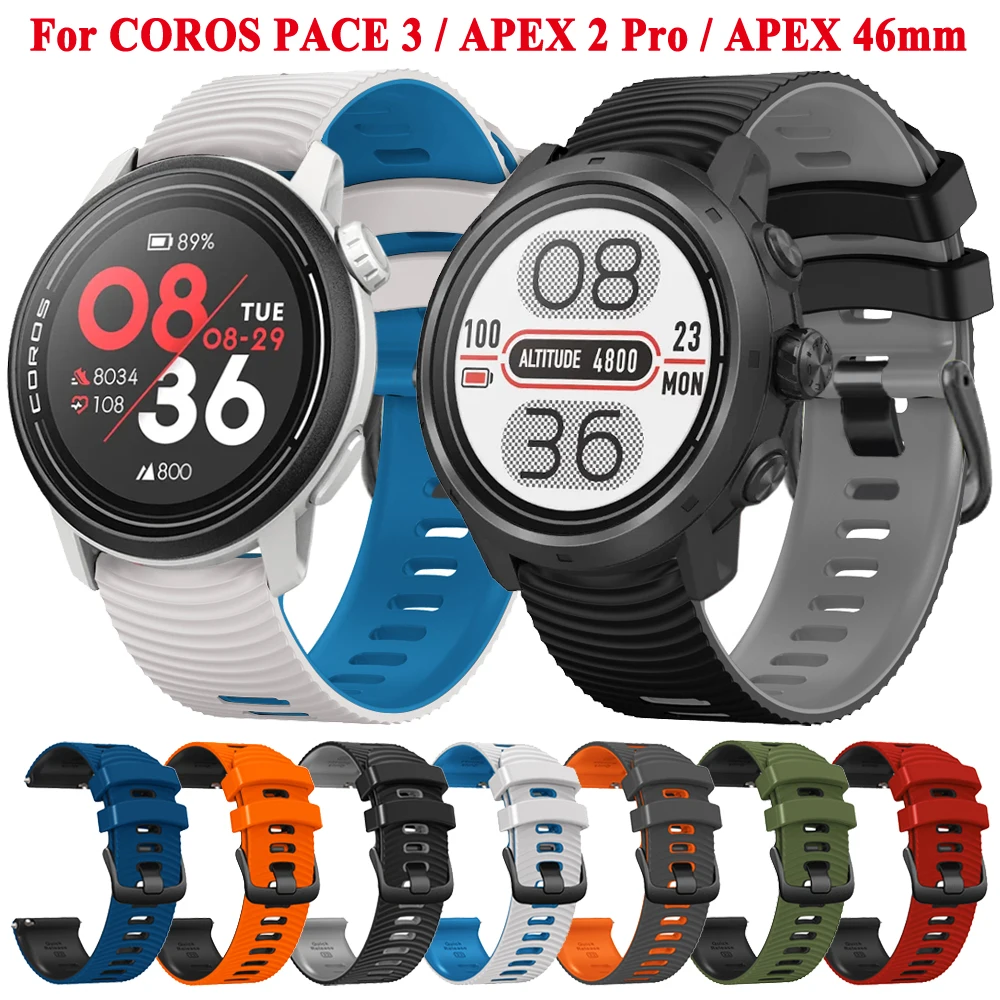 

22mm Silicone Strap For Coros Pace 3 Apex 2 Pro Apex Pro Apex 46mm Band Bracelet Replacement Smartwatch Wristband Accessories
