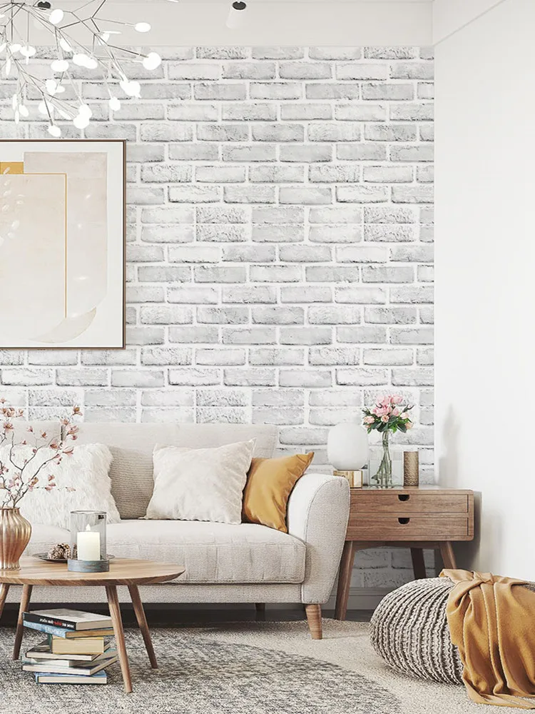 Papel De Pared Papel Pintado Efecto Ladrillo Blanco 3D - 10.05x0.53m (Made In Germany) Papel Pared