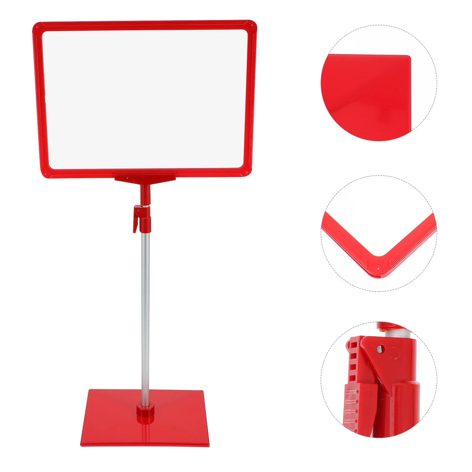

Advertising Display Stand Sign Showing Transparent Poster Frame Height Adjustable Holding Bracket Emblems