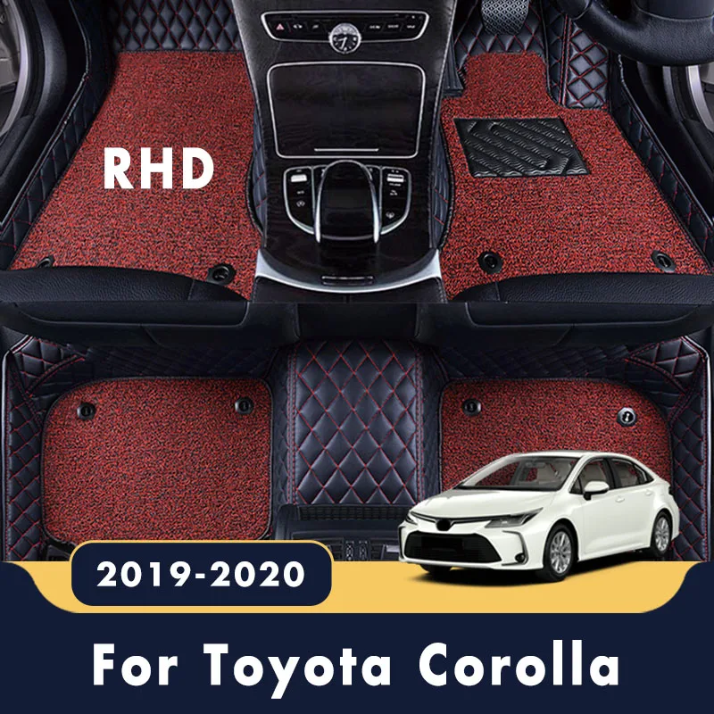 RHD Luxo Dupla Camada Fio Loop Car Floor Mats Tapetes Para Toyota