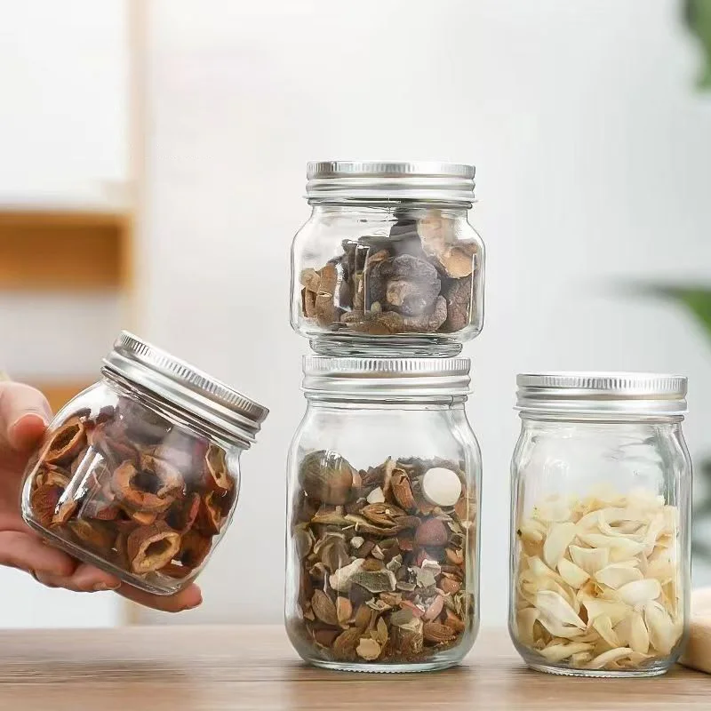 Clear Glass Mason Jar with Screw Metal Lid Family Size 100ML To 1000ML MOQ1000 Wholesale Price and Custom Logo Inbox Us 6