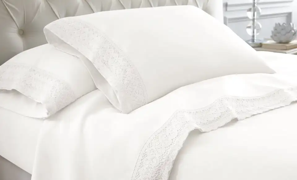 

Crochet Lace Microfiber Adult Sheet Set, White, Twin пододеяльник евро × Juego de cama full Bed sheet good qual